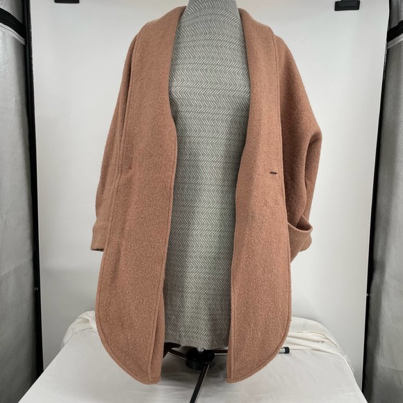 Esby Cora Duster Camel Tan Neutral Boiled Wool Oversized Jacket Cocoon Coat XS/S - Picture 3 of 8